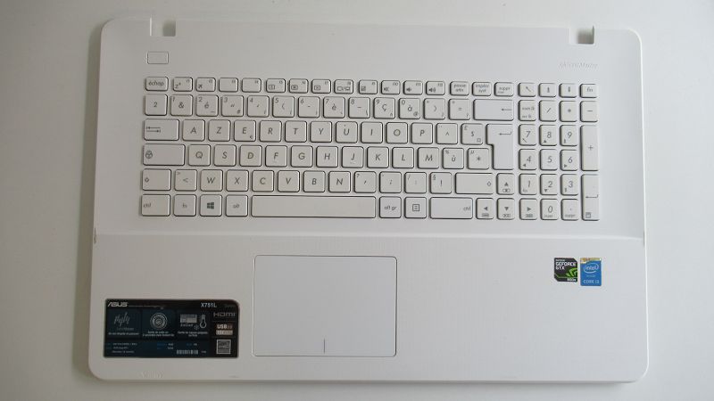 Clavier Asus X 751L avec plasturgie Blanche