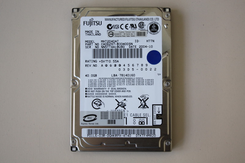 Disque IDE 2"1/2 Fujitsu 40 GB