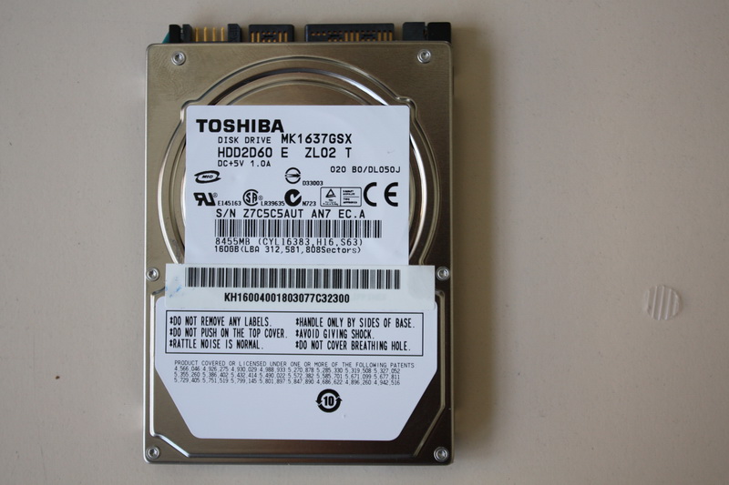 Disque SATA 2"1/2 Toshiba 160 Go