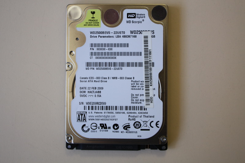 Disque SATA 2"1/2 Western Digital 250 Go