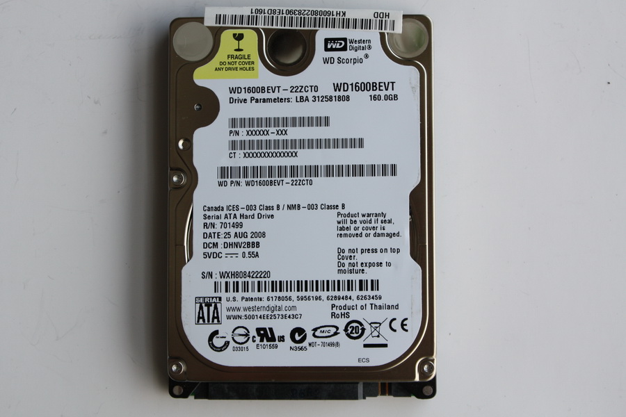 Disque SATA 2"1/2 Western Digital 160 Go