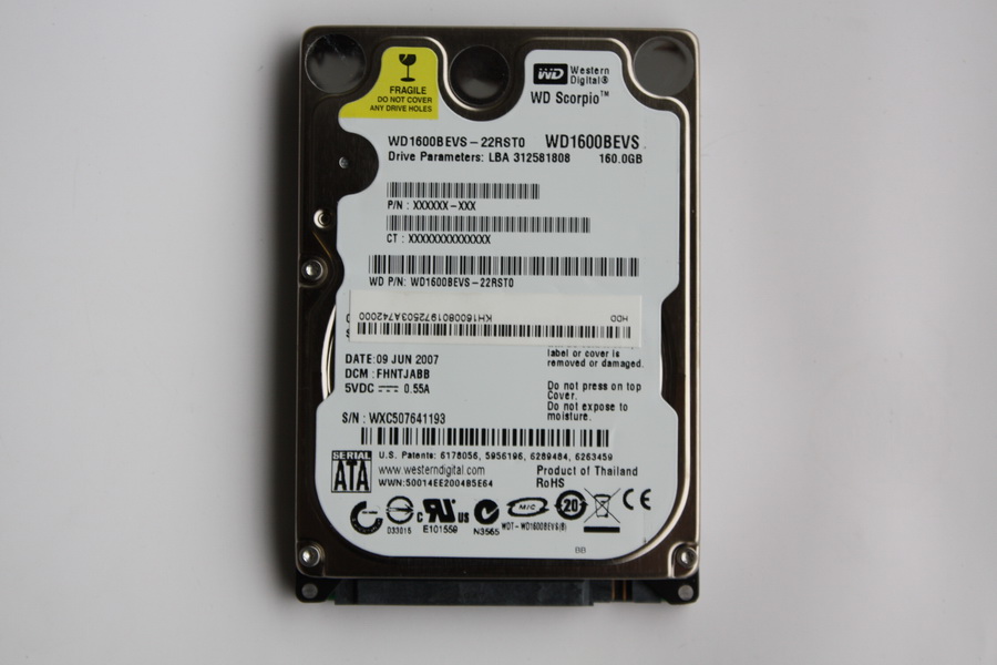 Disque SATA 2"1/2 Western Digital 160 Go