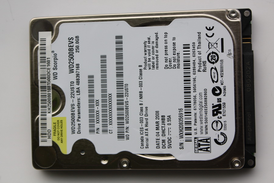 Disque SATA 2"1/2 Western Digital 250 Go