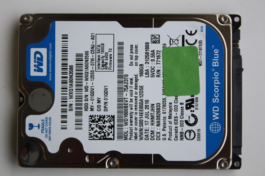 Disque SATA 2"1/2 Western Digital 160 Go