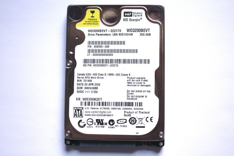 Disque SATA 2"1/2 Western Digital 320 Go