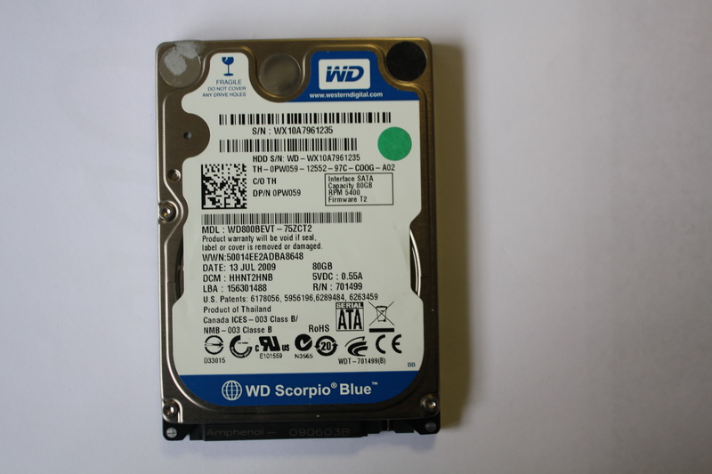 Disque SATA 2"1/2 Western Digital 80 GB