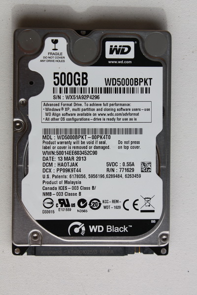 Disque SATA 2"1/2 Western Digital 500GB